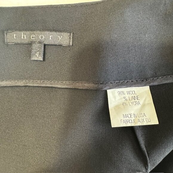 Theory Women’s Black Pencil knee length Wool Skirt | 2 Back Slits Size 4 - Picture 4 of 8